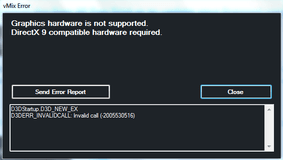 vmix graphics hardware is not supported