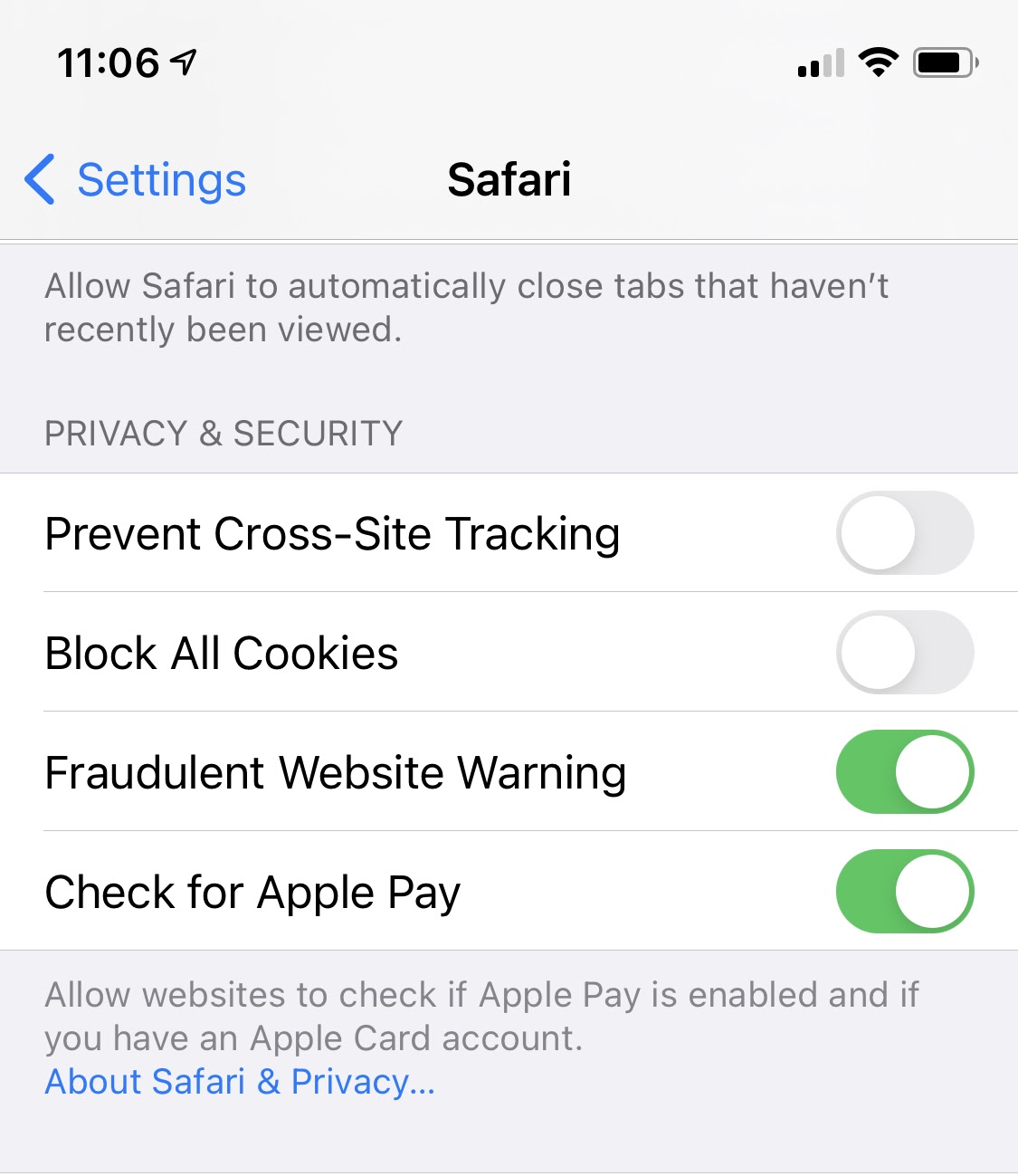 safari third party cookies settings