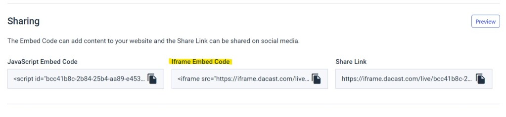 Dacast Cleeng Paywall - Embed code