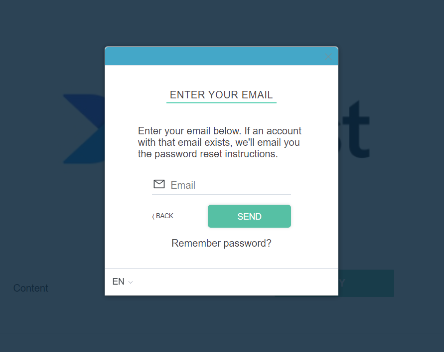 Enter Your Email - Password recovery page