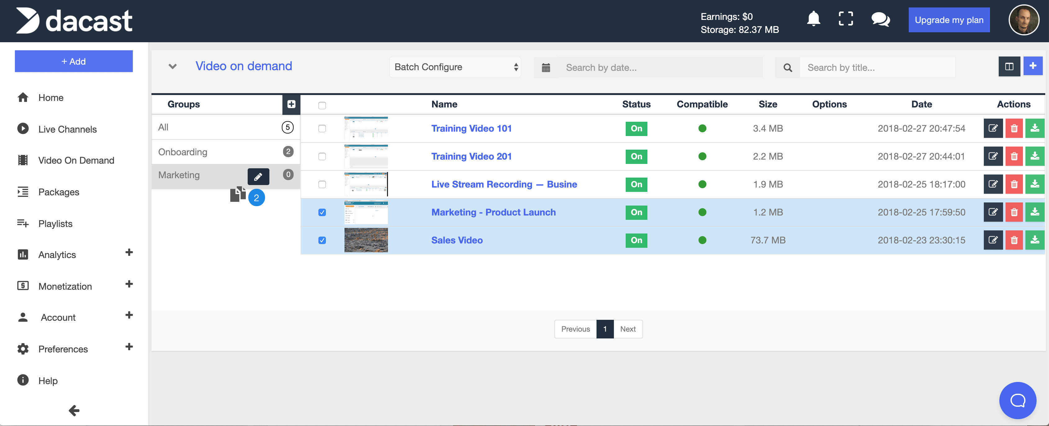 sistema de gestión de contenidos de vídeo