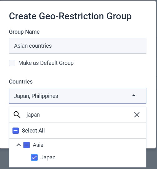 Dacast geo restriction - Create Geo Restriction Group