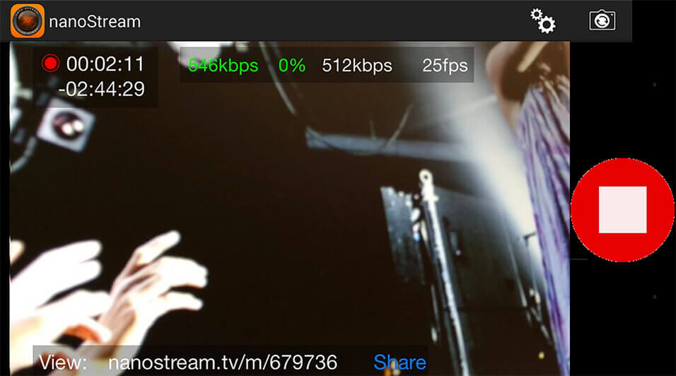 app nanostream per lo streaming live